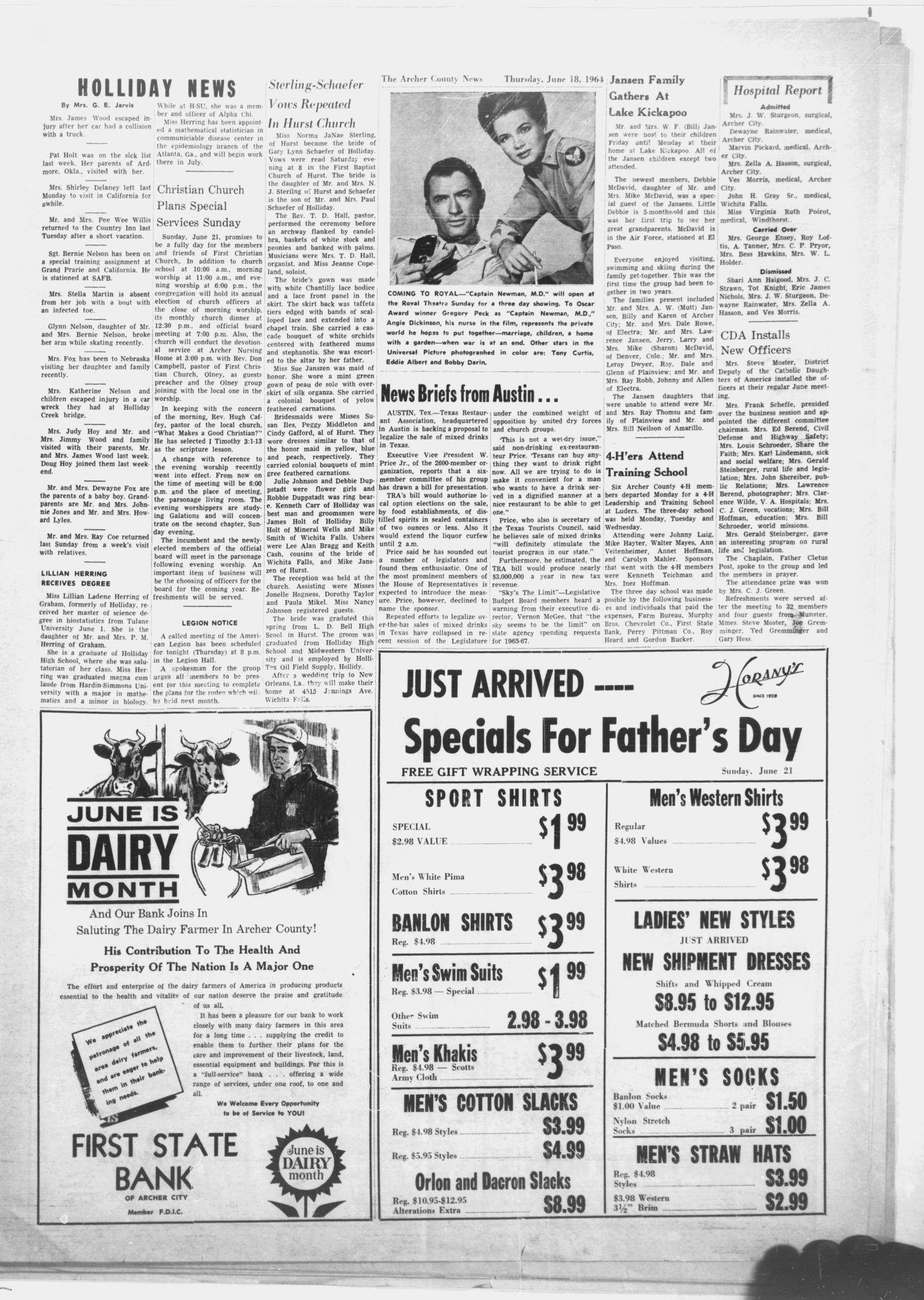 The Archer County News (Archer City, Tex.), Vol. 50, No. 25, Ed. 1 Thursday, June 18, 1964
                                                
                                                    [Sequence #]: 5 of 8
                                                