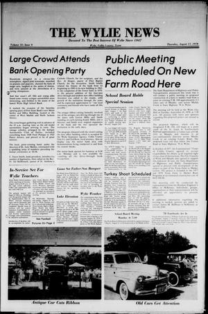 Primary view of object titled 'The Wylie News (Wylie, Tex.), Vol. 31, No. 9, Ed. 1 Thursday, August 17, 1978'.