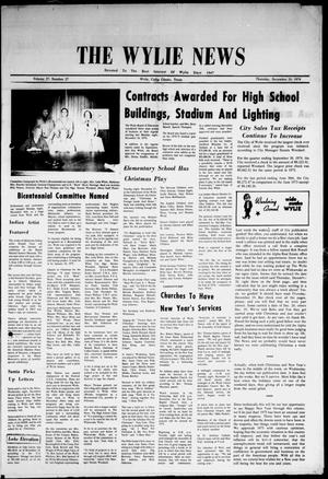 Primary view of object titled 'The Wylie News (Wylie, Tex.), Vol. 27, No. 27, Ed. 1 Thursday, December 26, 1974'.