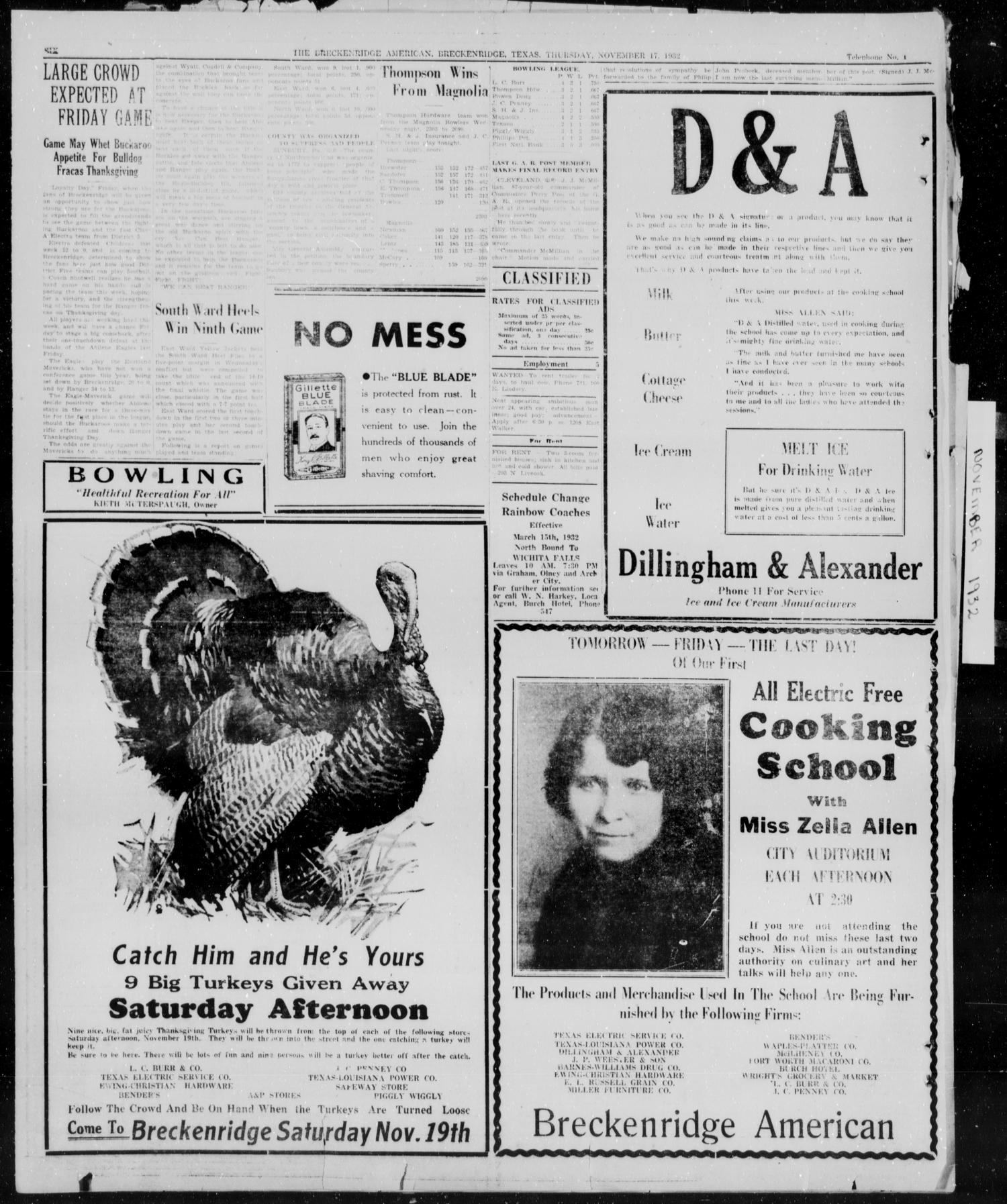 The Breckenridge American (Breckenridge, Tex.), Vol. 12, No. 301, Ed. 1, Thursday, November 17, 1932
                                                
                                                    [Sequence #]: 6 of 8
                                                