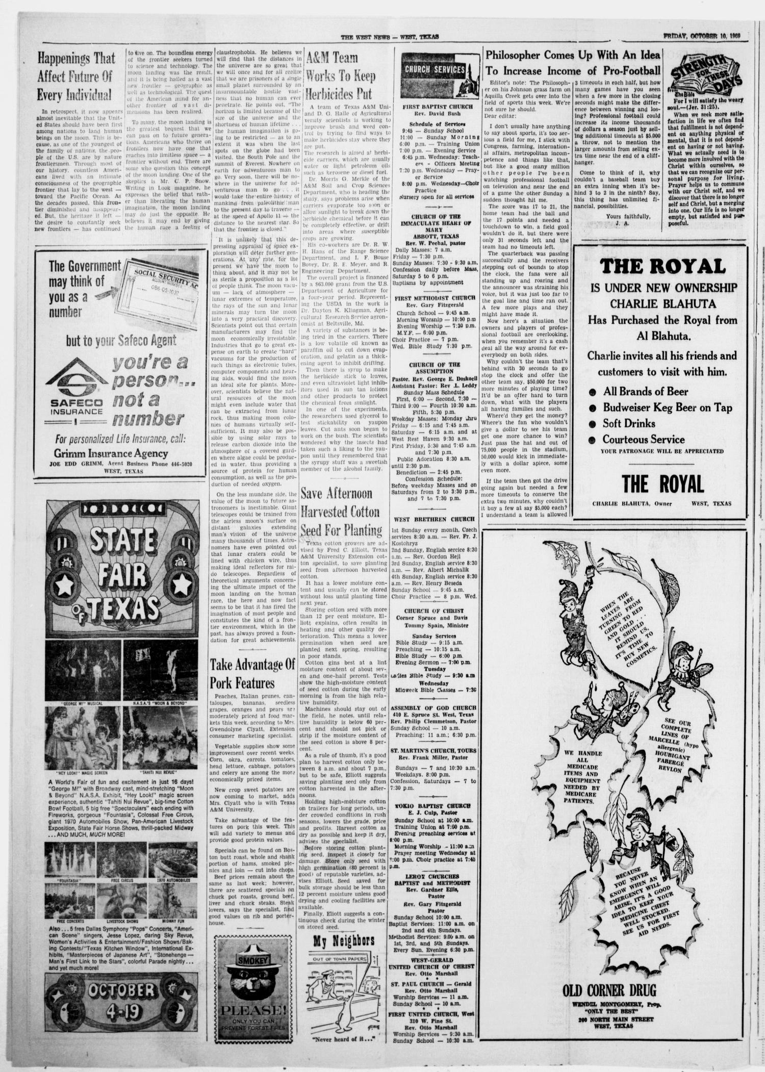 The West News (West, Tex.), Vol. 79, No. 25, Ed. 1 Friday, October 10, 1969
                                                
                                                    [Sequence #]: 4 of 8
                                                