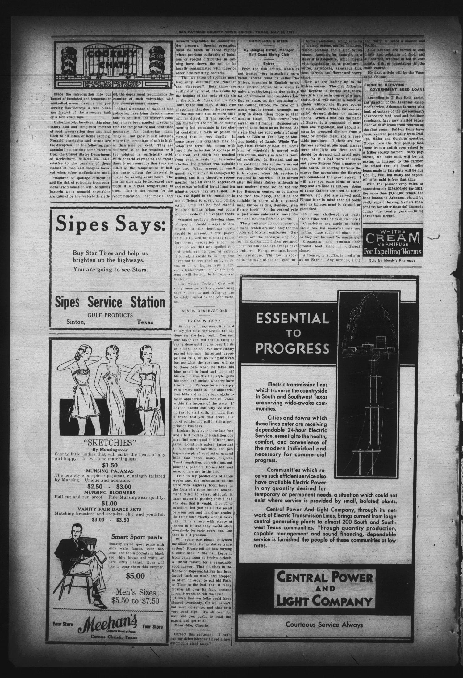 San Patricio County News (Sinton, Tex.), Vol. 23, No. 19, Ed. 1 Thursday, May 28, 1931
                                                
                                                    [Sequence #]: 6 of 8
                                                