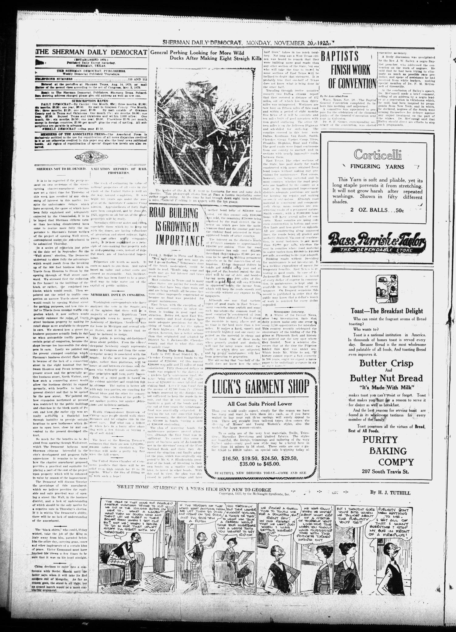 Sherman Daily Democrat (Sherman, Tex.), Vol. 41, No. 109, Ed. 1 Monday, November 20, 1922
                                                
                                                    [Sequence #]: 4 of 8
                                                
