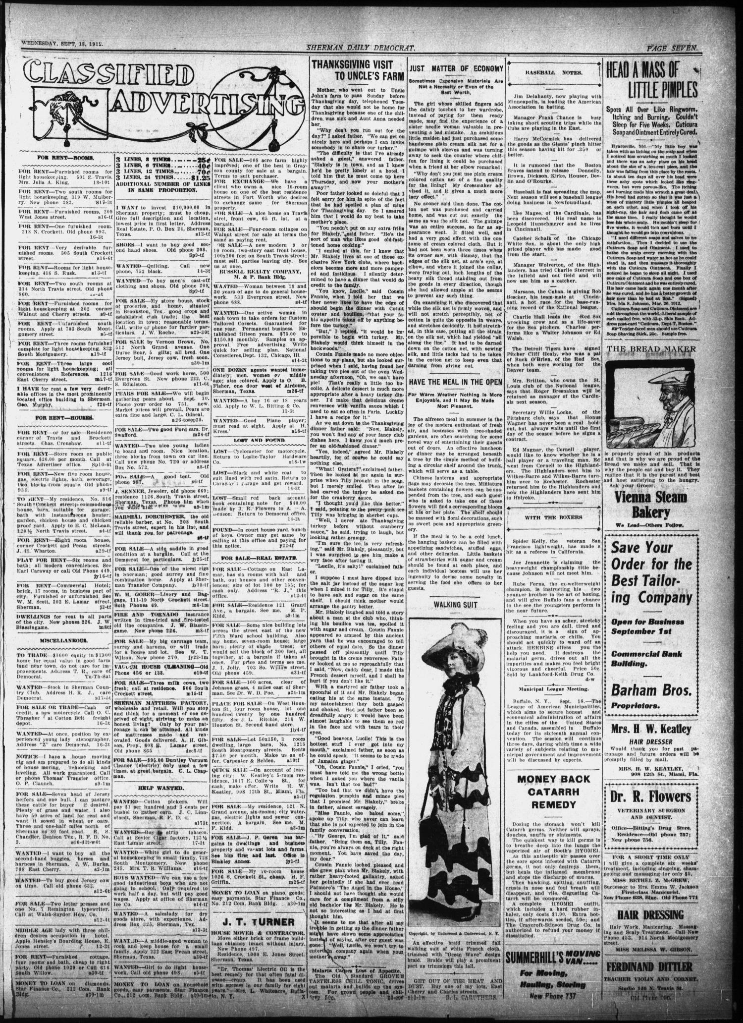 Sherman Daily Democrat (Sherman, Tex.), Vol. 32, Ed. 1 Wednesday, September 18, 1912
                                                
                                                    [Sequence #]: 7 of 8
                                                