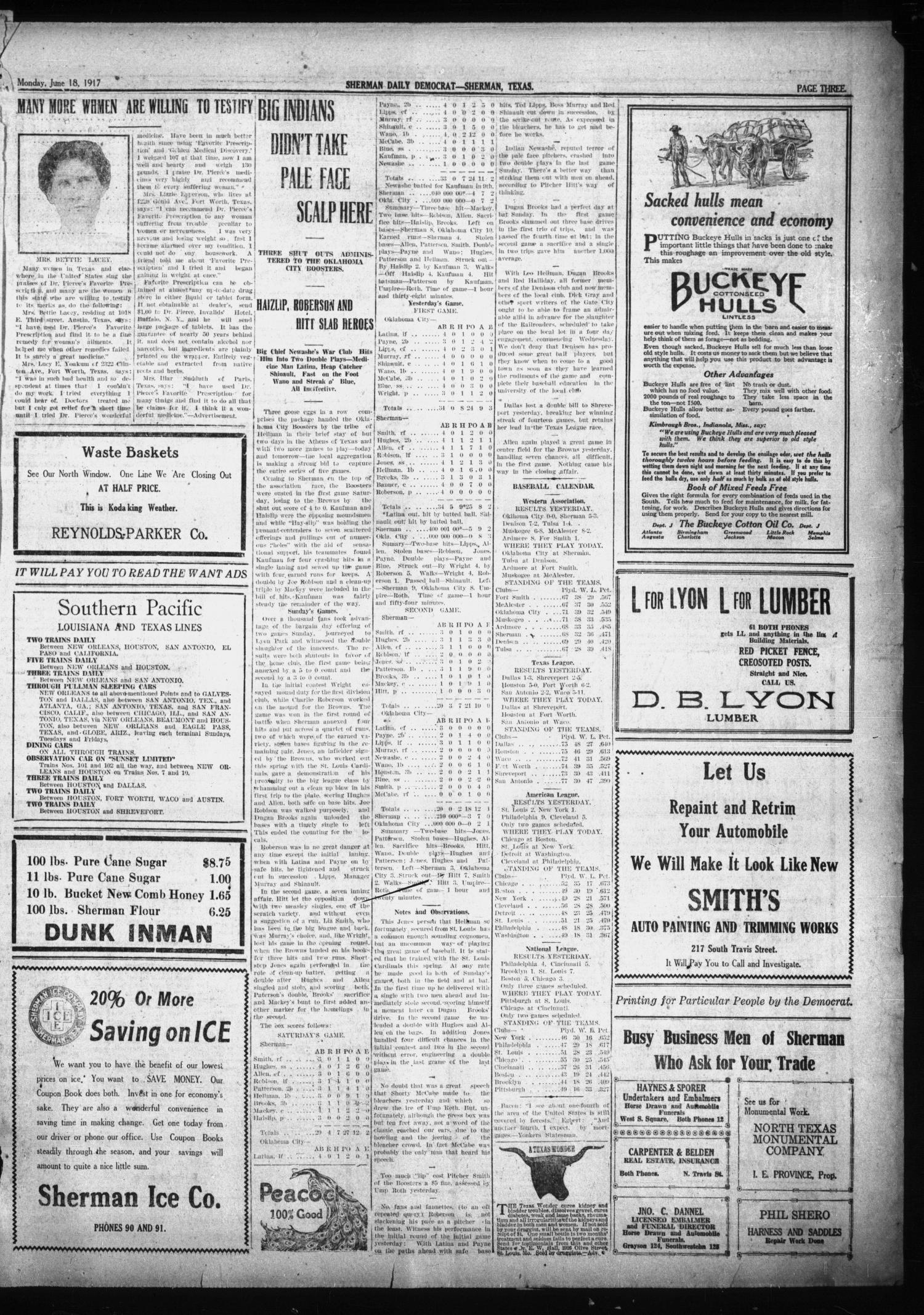 Sherman Daily Democrat (Sherman, Tex.), Vol. THIRTY-SIXTH YEAR, Ed. 1 Monday, June 18, 1917
                                                
                                                    [Sequence #]: 3 of 8
                                                