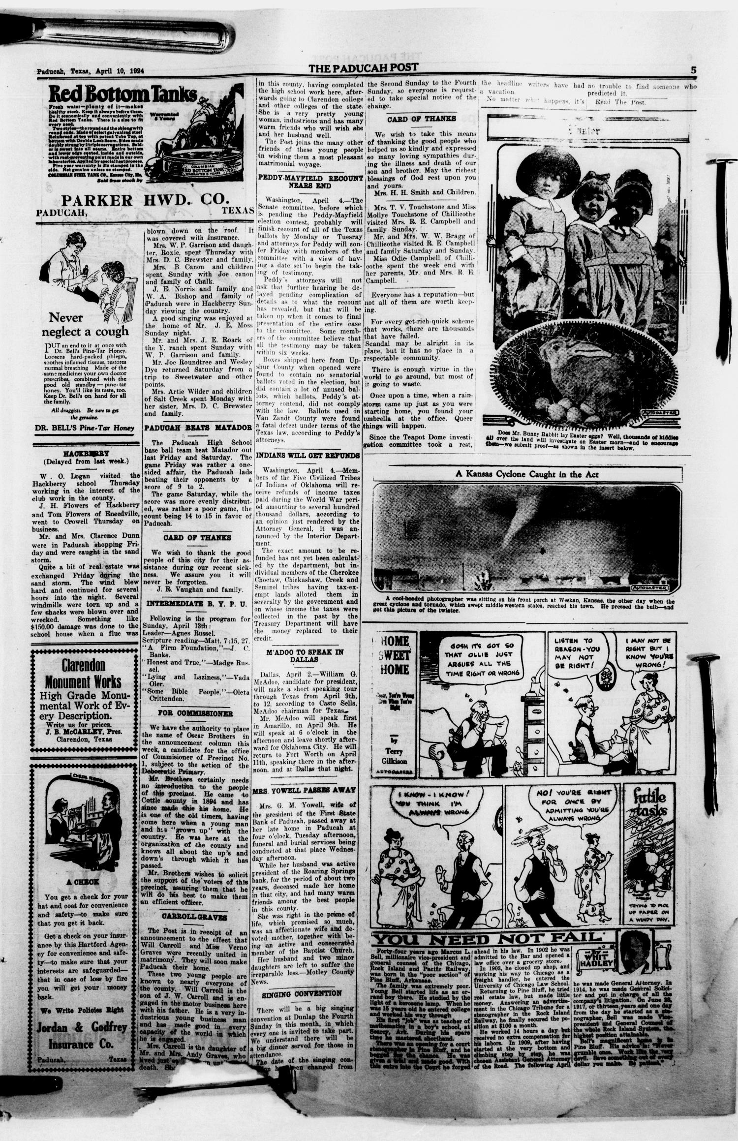 The Paducah Post (Paducah, Tex.), Vol. 17, No. 49, Ed. 1 Thursday, April 10, 1924
                                                
                                                    [Sequence #]: 5 of 8
                                                