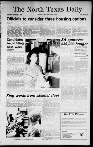Primary view of object titled 'The North Texas Daily (Denton, Tex.), Vol. 72, No. 6, Ed. 1 Wednesday, September 7, 1988'.