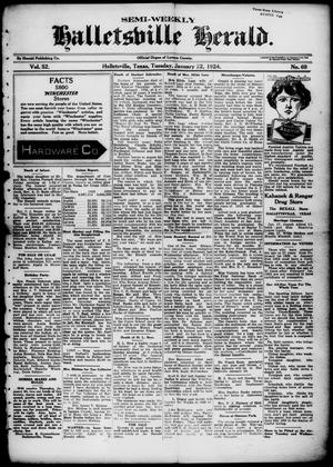 Primary view of object titled 'Semi-weekly Halletsville Herald. (Hallettsville, Tex.), Vol. 52, No. 69, Ed. 1 Tuesday, January 22, 1924'.