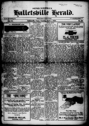 Primary view of object titled 'Semi-weekly Halletsville Herald. (Hallettsville, Tex.), Vol. 52, No. 89, Ed. 1 Tuesday, April 1, 1924'.