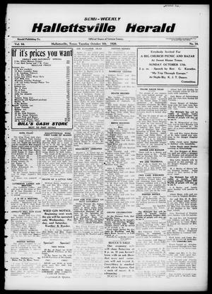 Primary view of Semi-weekly Hallettsville Herald (Hallettsville, Tex.), Vol. 54, No. 34, Ed. 1 Tuesday, October 5, 1926