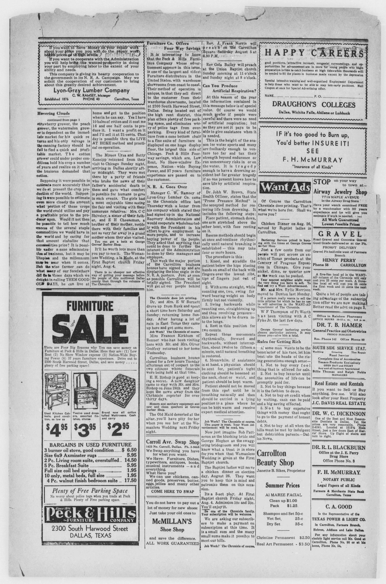 The Carrollton Chronicle (Carrollton, Tex.), Vol. 29, No. 38, Ed. 1 Friday, August 4, 1933
                                                
                                                    [Sequence #]: 4 of 4
                                                