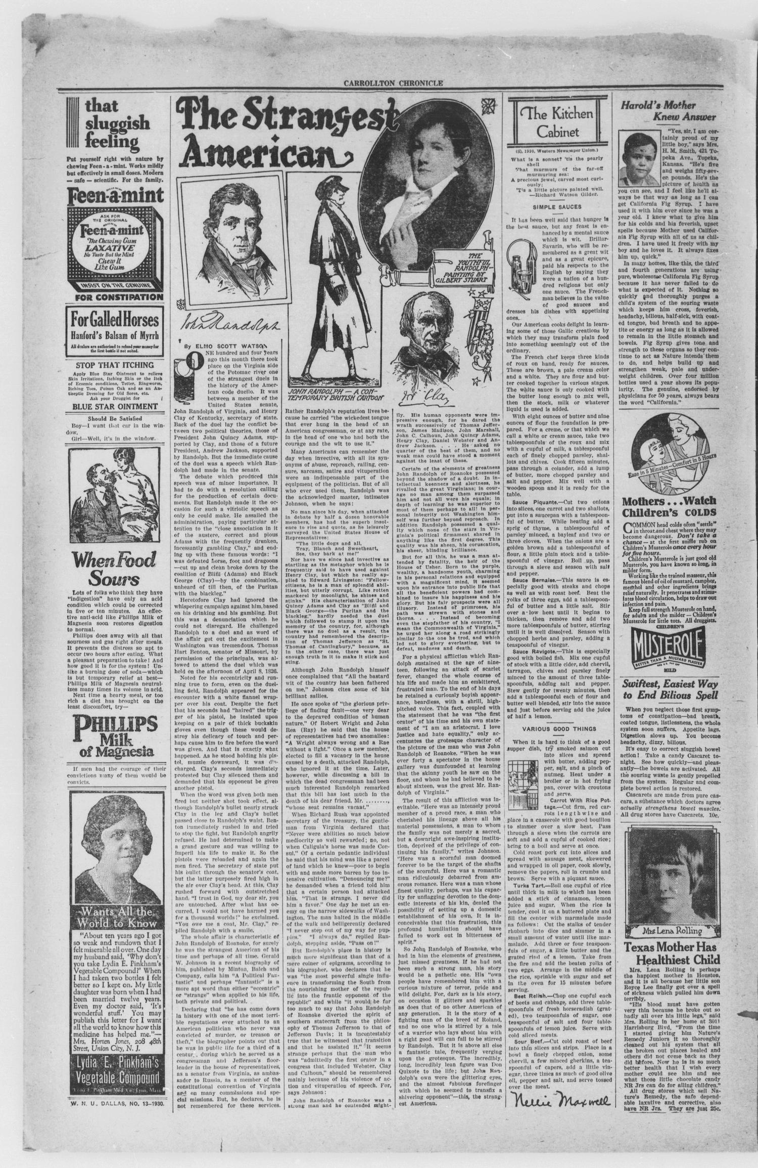 The Carrollton Chronicle (Carrollton, Tex.), Vol. 26, No. 19, Ed. 1 Friday, March 28, 1930
                                                
                                                    [Sequence #]: 2 of 8
                                                