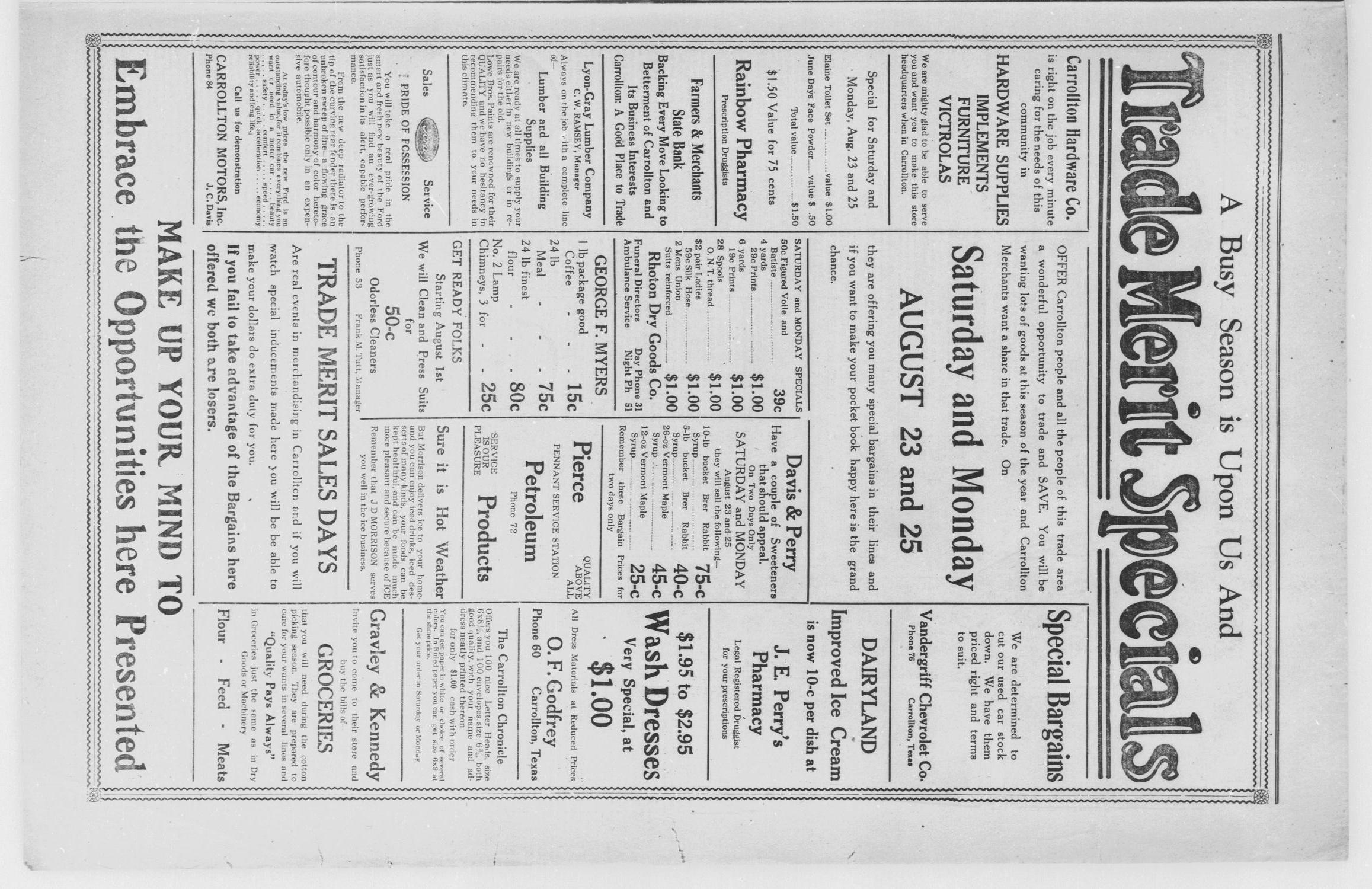 The Carrollton Chronicle (Carrollton, Tex.), Vol. 26, No. 40, Ed. 1 Friday, August 22, 1930
                                                
                                                    [Sequence #]: 5 of 8
                                                