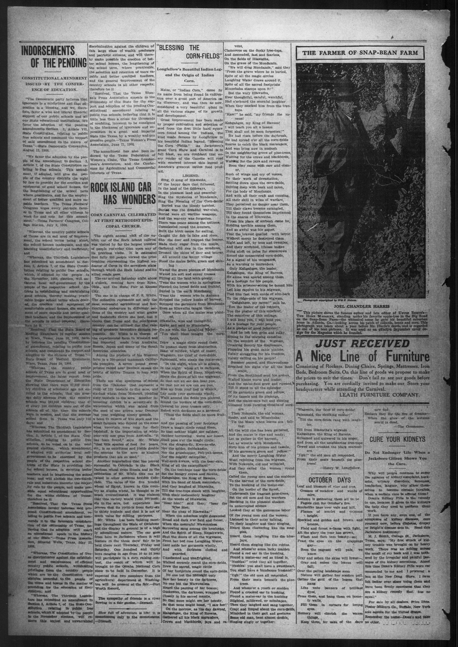 Jacksboro Gazette. (Jacksboro, Tex.), Vol. 29, No. 19, Ed. 1 Thursday, October 8, 1908
                                                
                                                    [Sequence #]: 2 of 8
                                                