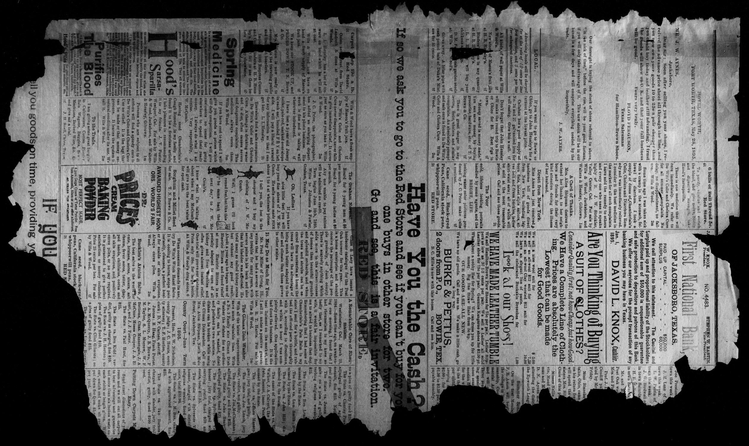 Jacksboro Gazette. (Jacksboro, Tex.), Vol. 16, No. 1, Ed. 1 Thursday, June 6, 1895
                                                
                                                    [Sequence #]: 3 of 6
                                                