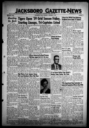 Primary view of object titled 'Jacksboro Gazette-News (Jacksboro, Tex.), Vol. 80, No. 14, Ed. 1 Thursday, September 3, 1959'.