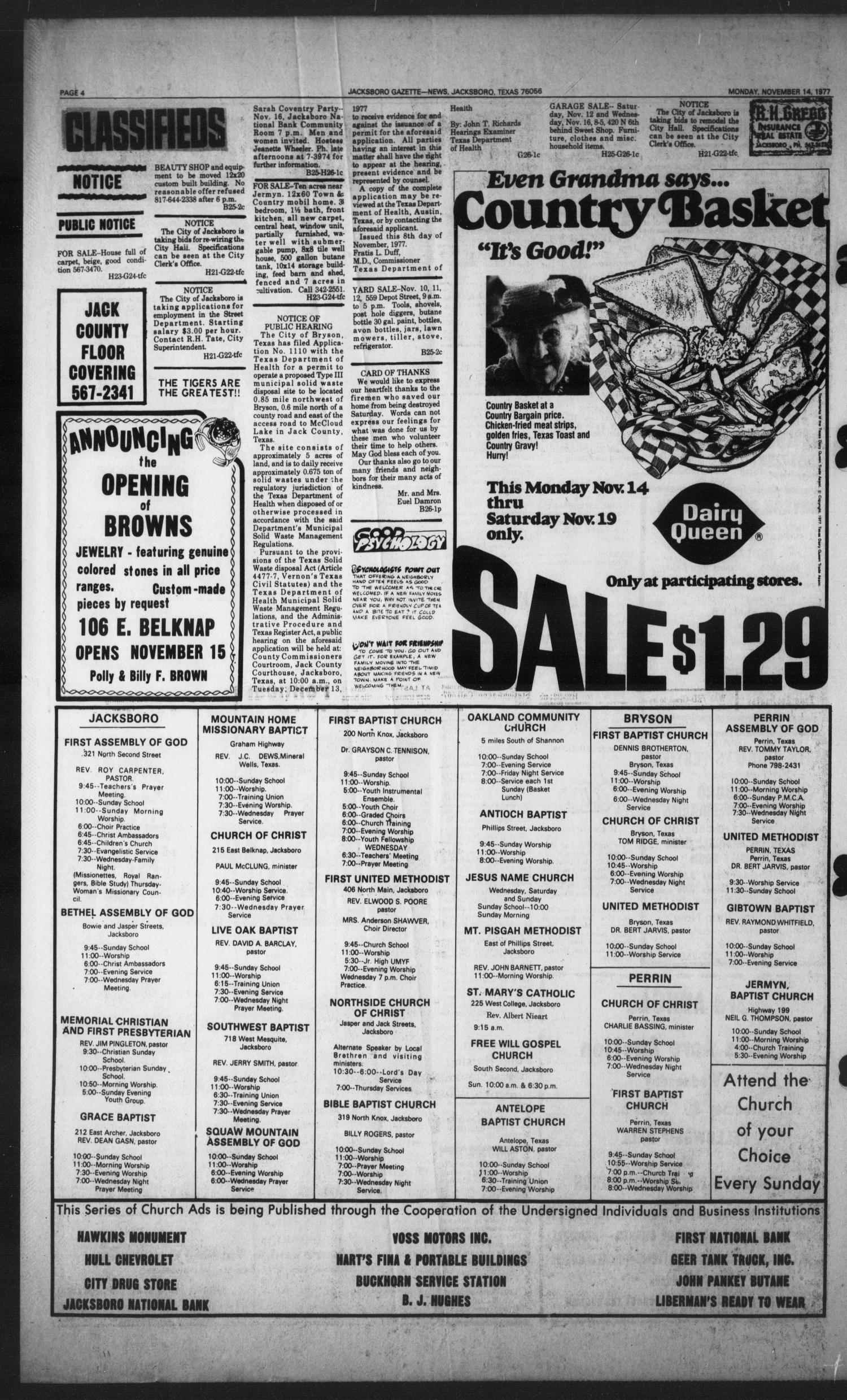 Jacksboro Gazette-News (Jacksboro, Tex.), Vol. 99, No. 26, Ed. 1 Monday, November 14, 1977
                                                
                                                    [Sequence #]: 4 of 6
                                                