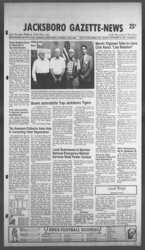 Primary view of Jacksboro Gazette-News (Jacksboro, Tex.), Vol. 108, No. 20, Ed. 1 Monday, September 18, 1989