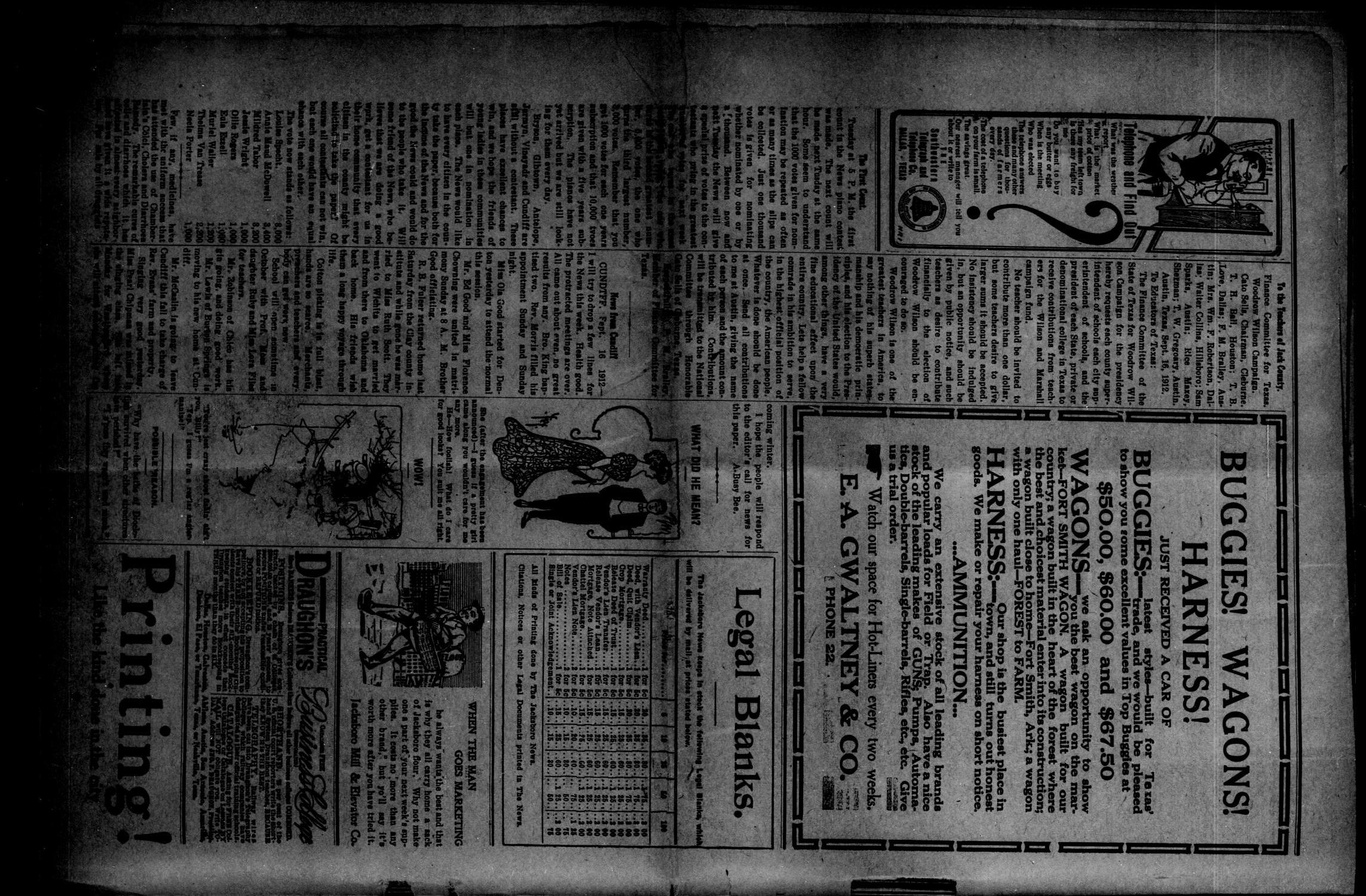 The Jacksboro News. (Jacksboro, Tex.), Vol. 17, No. 38, Ed. 1 Thursday, September 19, 1912
                                                
                                                    [Sequence #]: 2 of 8
                                                