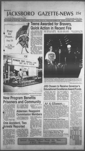Primary view of object titled 'Jacksboro Gazette-News (Jacksboro, Tex.), Vol. 110, No. 24, Ed. 1 Monday, October 15, 1990'.