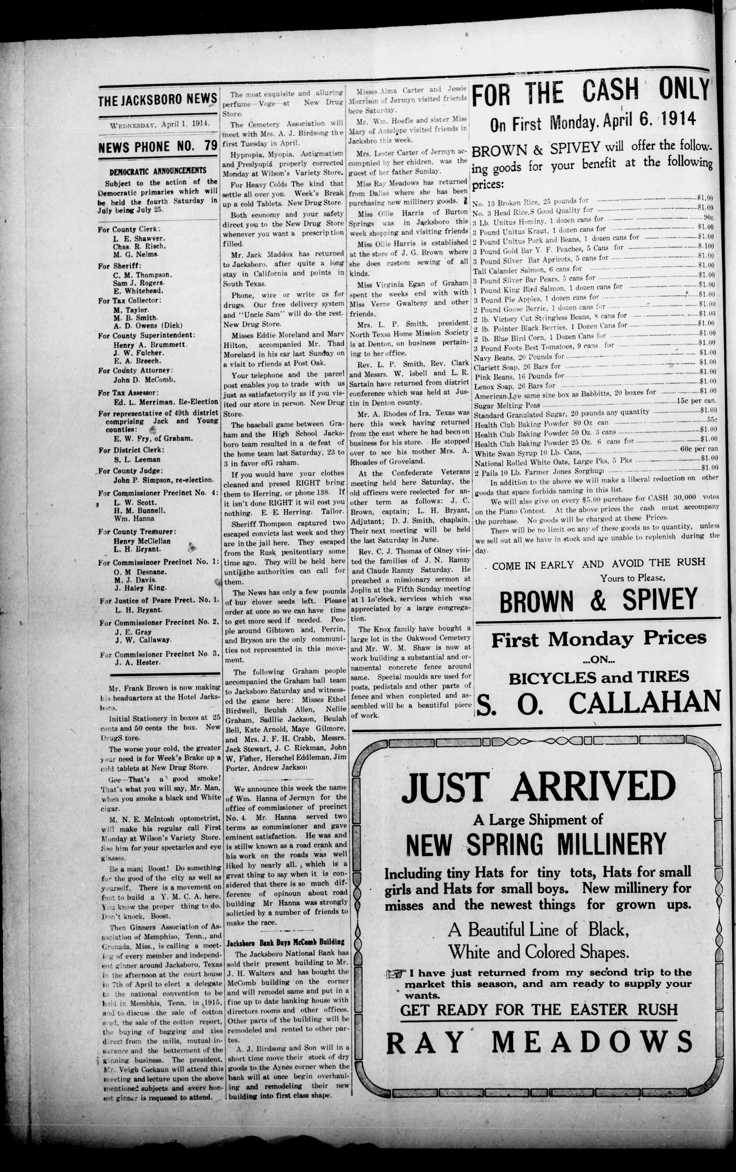 The Jacksboro News. (Jacksboro, Tex.), Vol. 18, No. 12, Ed. 1 Wednesday, April 1, 1914
                                                
                                                    [Sequence #]: 6 of 8
                                                
