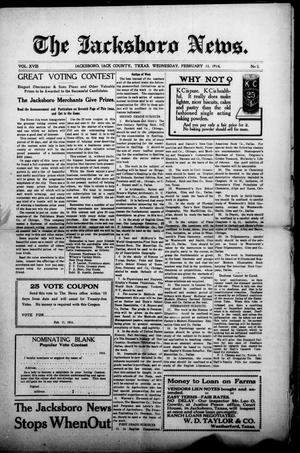 Primary view of object titled 'The Jacksboro News. (Jacksboro, Tex.), Vol. 18, No. 5, Ed. 1 Wednesday, February 11, 1914'.
