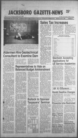 Primary view of object titled 'Jacksboro Gazette-News (Jacksboro, Tex.), Vol. 110, No. 9, Ed. 1 Monday, July 2, 1990'.