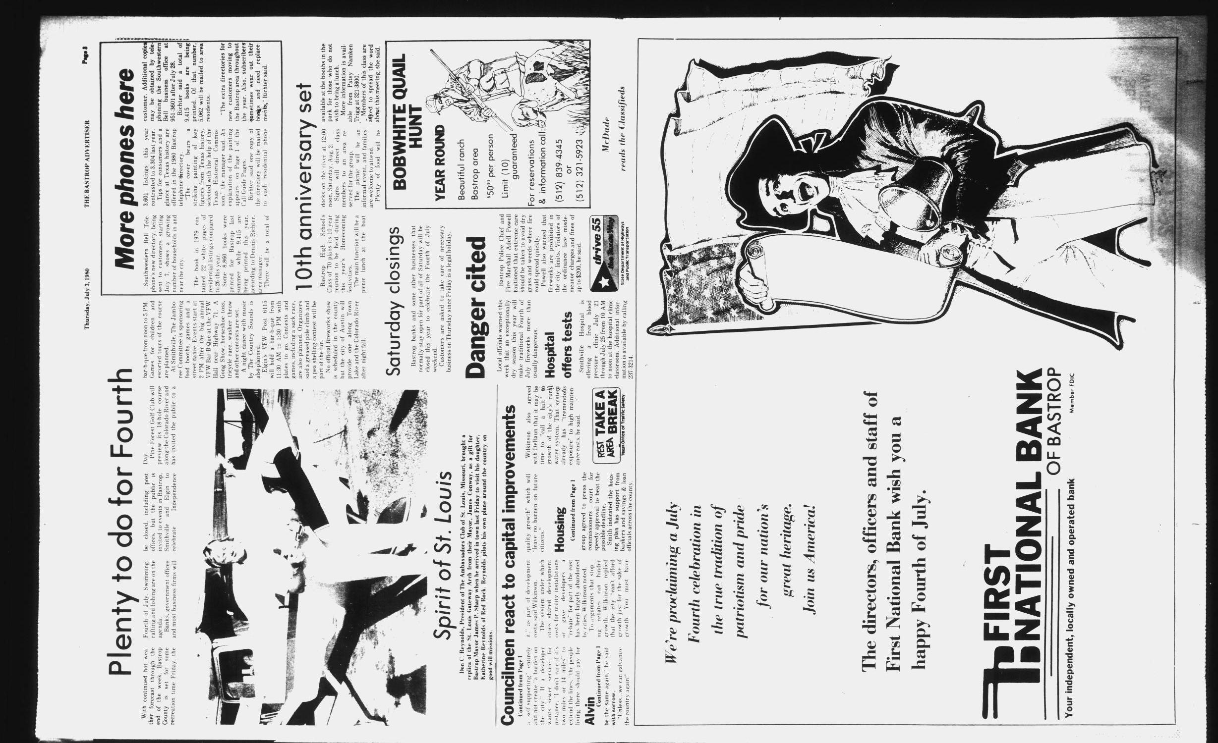 The Bastrop Advertiser (Bastrop, Tex.), No. 36, Ed. 1 Thursday, July 3, 1980
                                                
                                                    [Sequence #]: 3 of 18
                                                