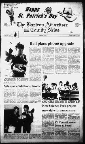 Primary view of object titled 'The Bastrop Advertiser and County News (Bastrop, Tex.), Vol. 140, No. 5, Ed. 1 Monday, March 17, 1986'.
