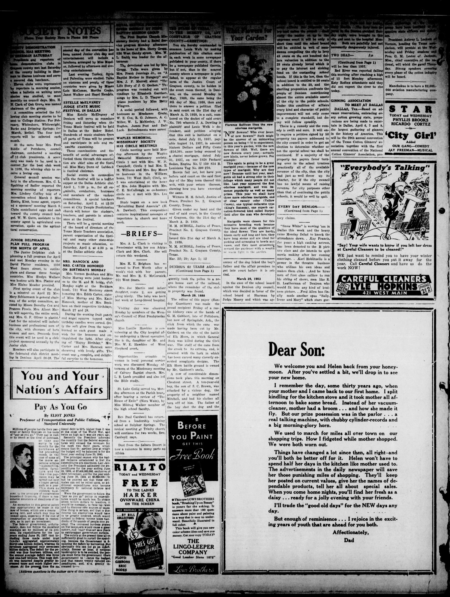 The Denison Press (Denison, Tex.), Vol. 4, No. 238, Ed. 1 Tuesday, March 29, 1938
                                                
                                                    [Sequence #]: 4 of 4
                                                