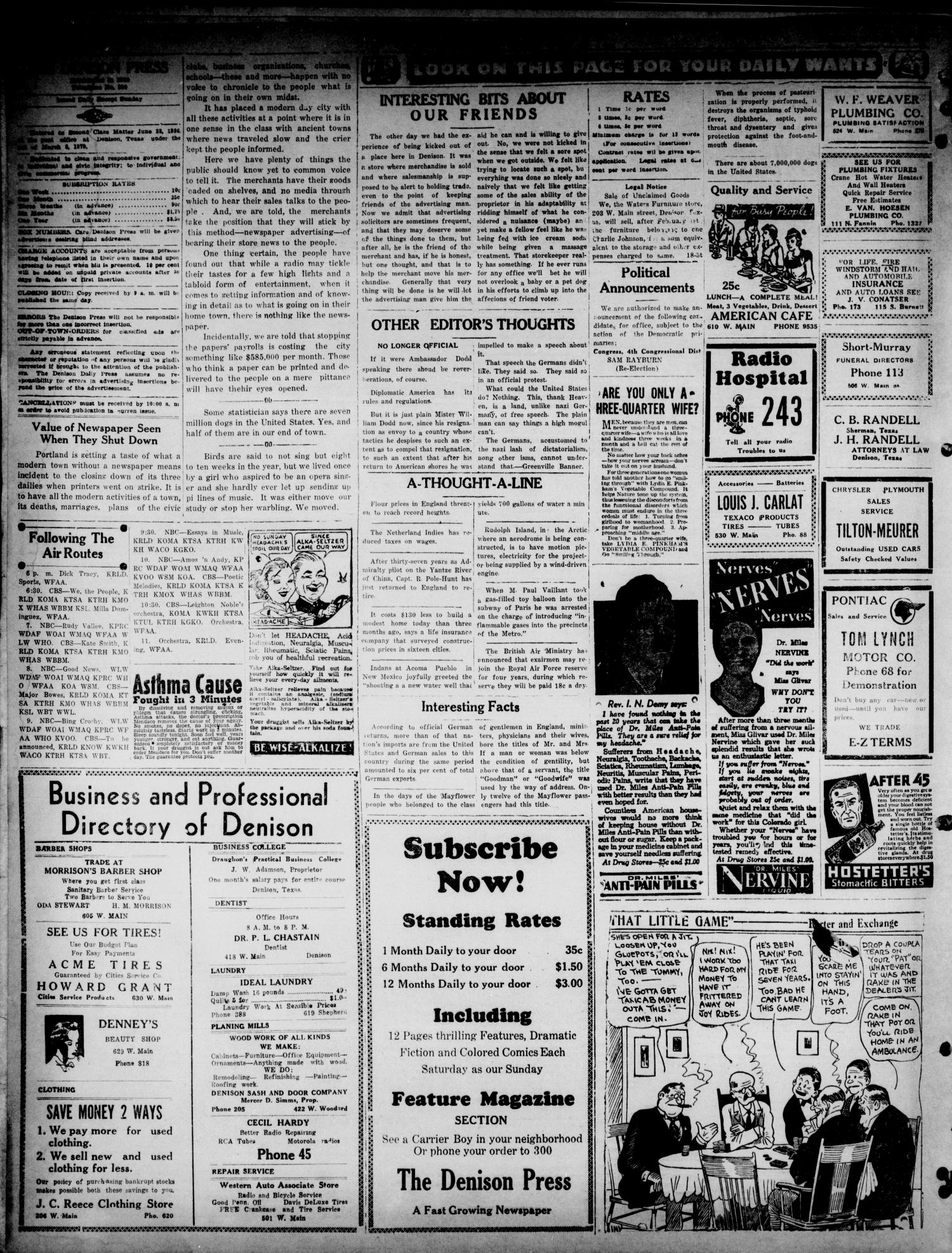 The Denison Press (Denison, Tex.), Vol. 4, No. 181, Ed. 1 Thursday, January 20, 1938
                                                
                                                    [Sequence #]: 2 of 4
                                                