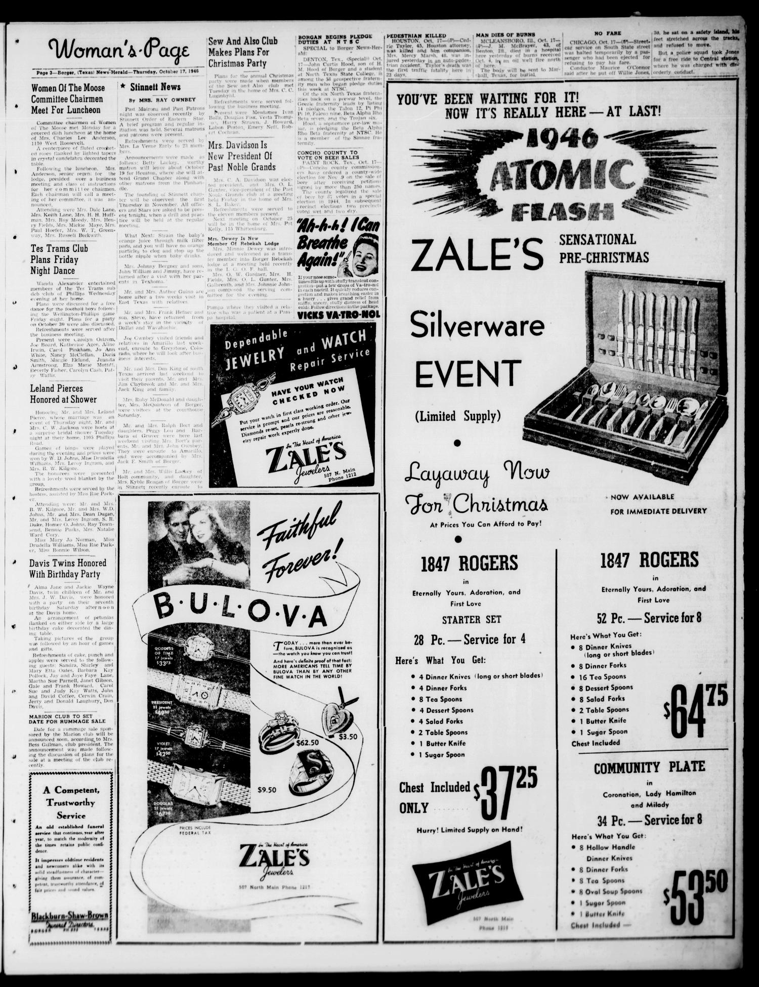Borger News-Herald (Borger, Tex.), Vol. 20, No. 280, Ed. 1 Thursday, October 17, 1946
                                                
                                                    [Sequence #]: 3 of 16
                                                