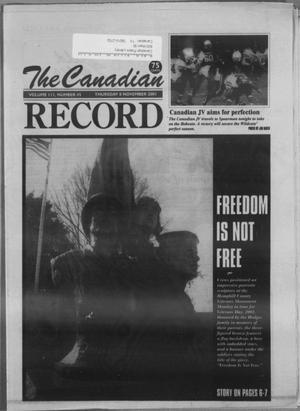 Primary view of object titled 'The Canadian Record (Canadian, Tex.), Vol. 111, No. 45, Ed. 1 Thursday, November 8, 2001'.