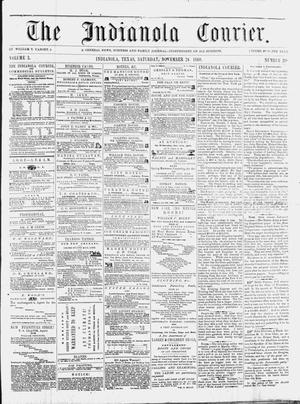 Primary view of object titled 'The Indianola Courier. (Indianola, Tex.), Vol. 3, No. 30, Ed. 1 Saturday, November 24, 1860'.