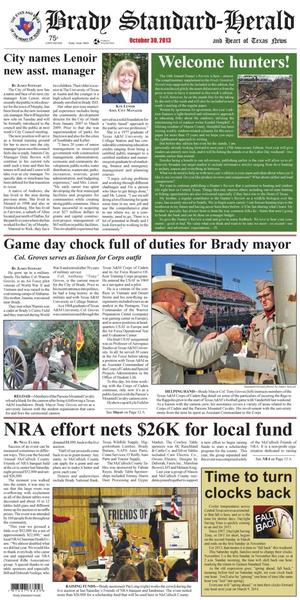 Primary view of object titled 'Brady Standard-Herald and Heart of Texas News (Brady, Tex.), Ed. 1 Wednesday, October 30, 2013'.