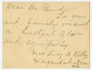 Primary view of object titled '[Letter from Lucy A. Kelly to Dr. Joseph Pound, May 9, 1911]'.