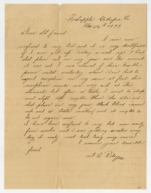 Primary view of object titled '[Letter from D. C. Riley to Dr. Joseph Pound, November 26, 1899]'.