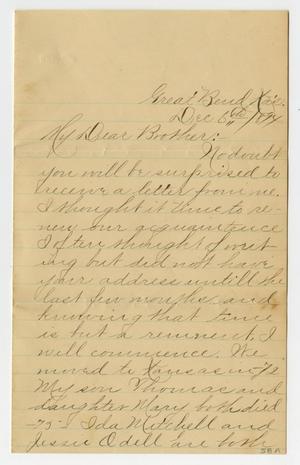 Primary view of [Letter from Melda O'Dell to her Brother, December 6, 1894]