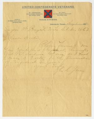 Primary view of [Letter from John C. Jones to Dr. Joseph Pound, August 1,1898]
