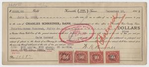 [Promissory Note from W. H. Bonnell to Charles Schreiner Bank]