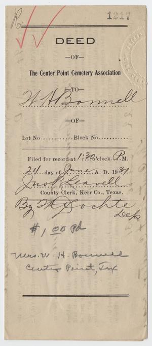 Primary view of object titled '[Deed of the Center Point Cemetery Association to W. H. Bonnell]'.