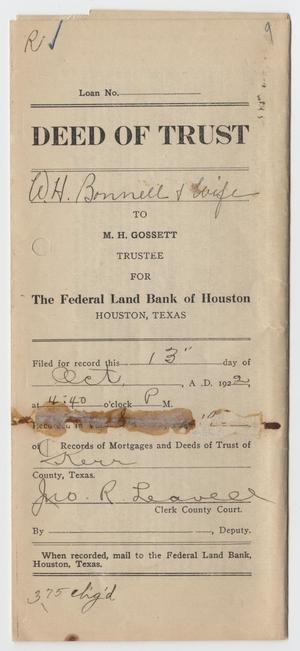 Primary view of object titled '[Deed of Trust from W. H. Bonnell to M. H. Gossett]'.