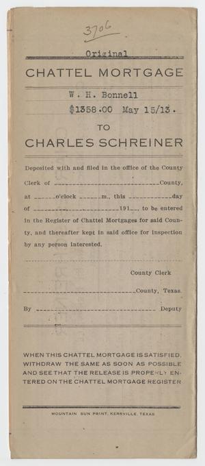 Primary view of object titled '[Chattel Mortgage Agreement Between W. H. Bonnell and Charles Schreiner]'.