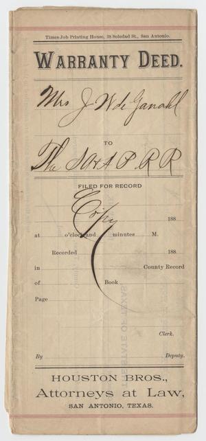 Primary view of [Warranty Deed from Mrs. J. W. de Ganahl to San Antonio & Aransas Pass Railway Company]