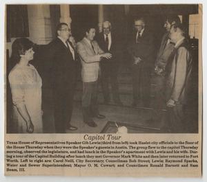 [Newspaper Clipping Showing Haslet City Officials in Austin]