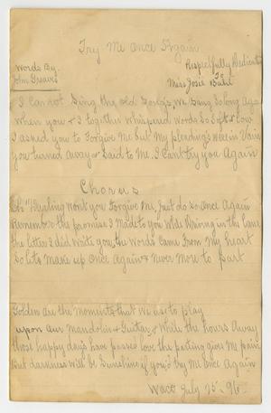 Primary view of object titled '[Song Lyrics Created by John Greaves to Josephine Bahl, July 25, 1896]'.