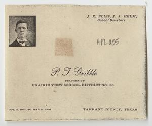 Primary view of object titled '[Class Roster for P. J. Gribble at Prairie View School]'.