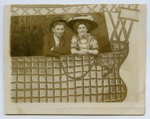 Primary view of object titled '[Postcard with a Photo of Harry and Mayme Bahl]'.