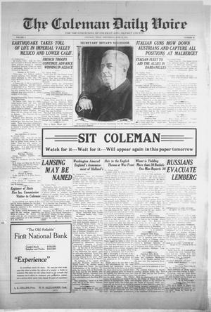Primary view of object titled 'The Coleman Daily Voice (Coleman, Tex.), Vol. 1, No. 75, Ed. 1 Wednesday, June 23, 1915'.