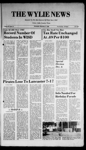 Primary view of object titled 'The Wylie News (Wylie, Tex.), Vol. 39, No. 14, Ed. 1 Wednesday, September 17, 1986'.